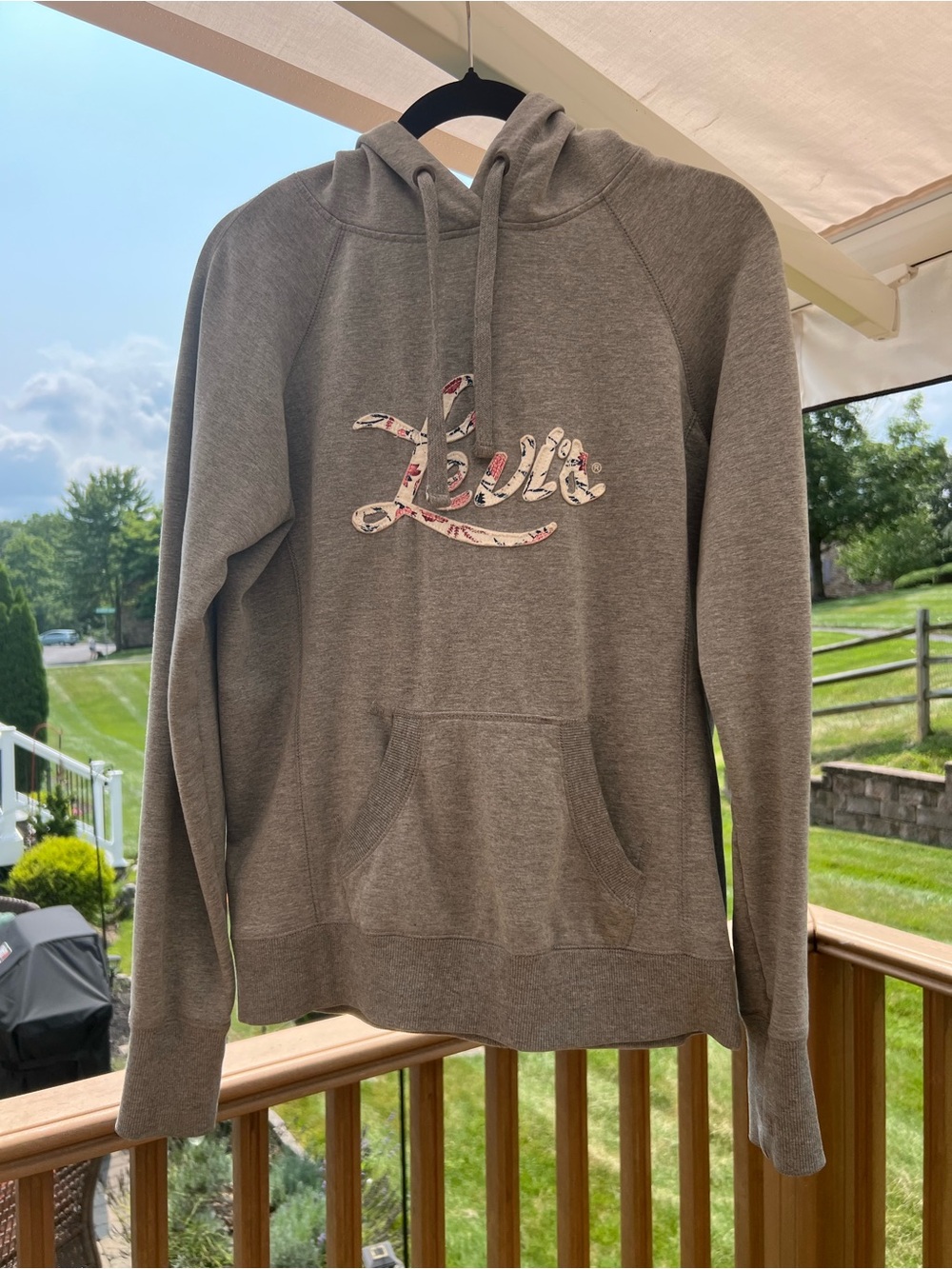 Levi's Gray Hoodie with Floral Script Logo